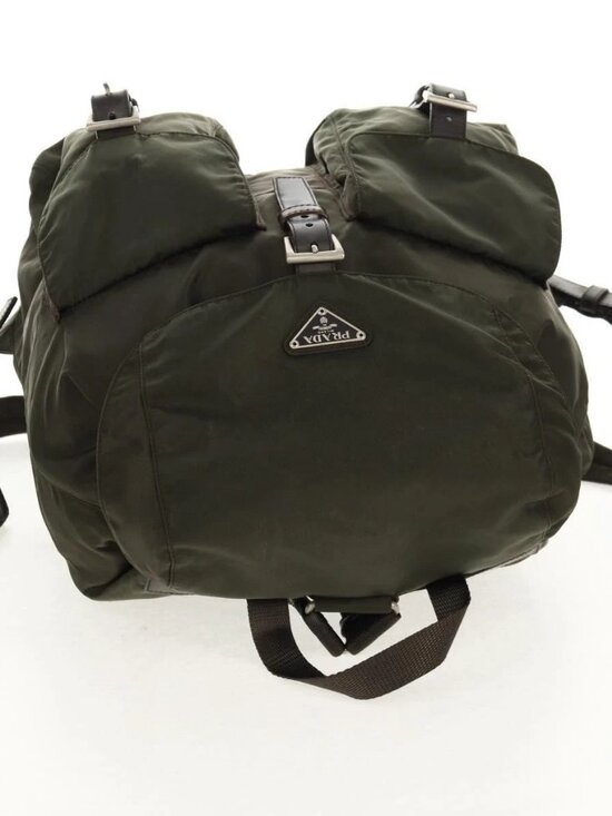 PRADA Backpack Nylon Khaki Silver Auth 157774 main image 10